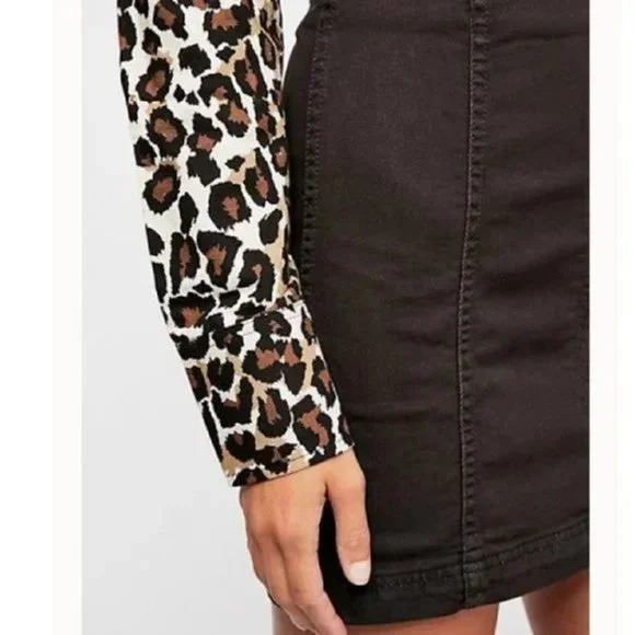 Free People We the Free Denim Modern Femme Mini Skirt Black Stretch Jean 6 - Picture 4 of 9